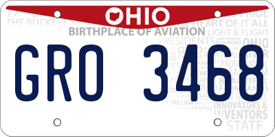 OH license plate GRO3468