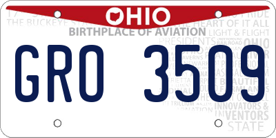 OH license plate GRO3509