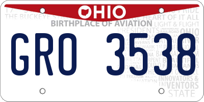 OH license plate GRO3538