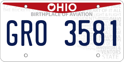 OH license plate GRO3581