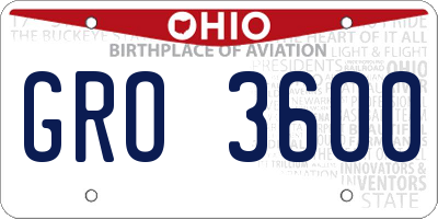 OH license plate GRO3600