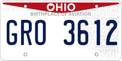 OH license plate GRO3612