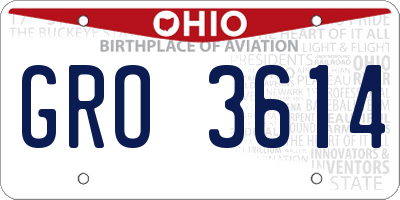 OH license plate GRO3614