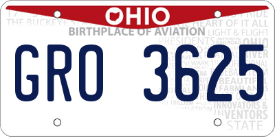 OH license plate GRO3625