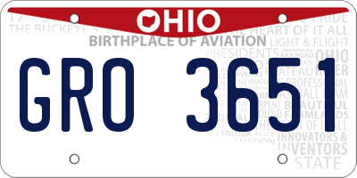 OH license plate GRO3651