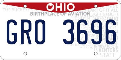 OH license plate GRO3696