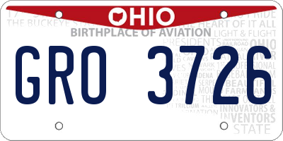 OH license plate GRO3726