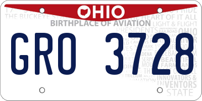 OH license plate GRO3728