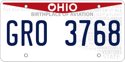 OH license plate GRO3768