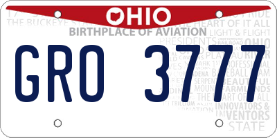 OH license plate GRO3777