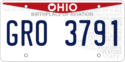 OH license plate GRO3791