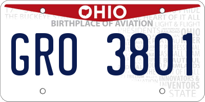 OH license plate GRO3801