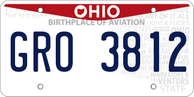 OH license plate GRO3812