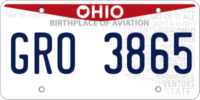 OH license plate GRO3865