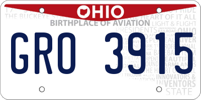 OH license plate GRO3915