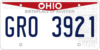 OH license plate GRO3921