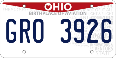 OH license plate GRO3926