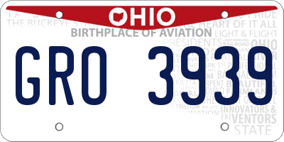 OH license plate GRO3939