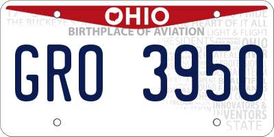 OH license plate GRO3950