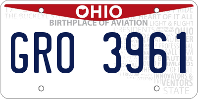OH license plate GRO3961