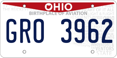 OH license plate GRO3962