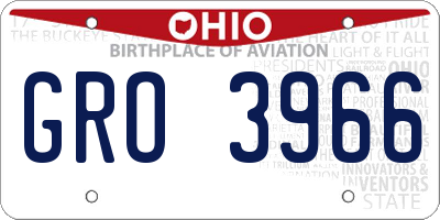 OH license plate GRO3966