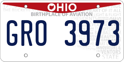 OH license plate GRO3973