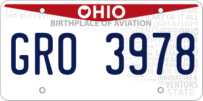 OH license plate GRO3978