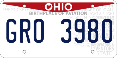 OH license plate GRO3980