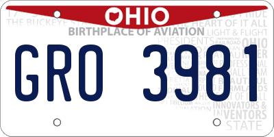 OH license plate GRO3981