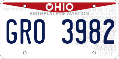 OH license plate GRO3982