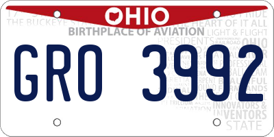 OH license plate GRO3992