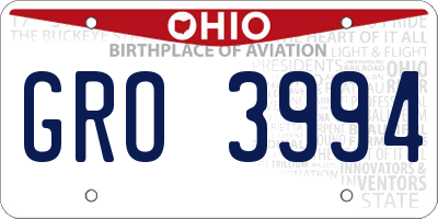 OH license plate GRO3994