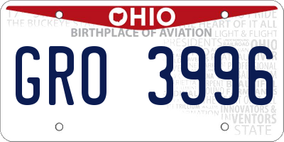 OH license plate GRO3996