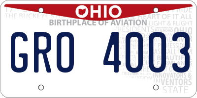 OH license plate GRO4003