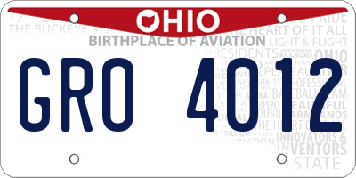 OH license plate GRO4012