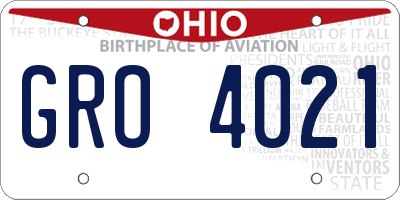 OH license plate GRO4021