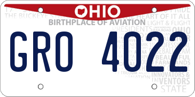 OH license plate GRO4022
