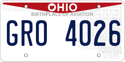 OH license plate GRO4026