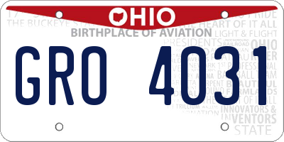 OH license plate GRO4031