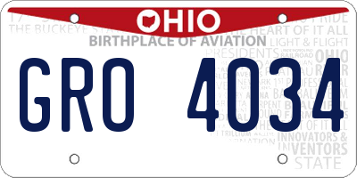 OH license plate GRO4034