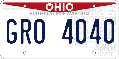 OH license plate GRO4040