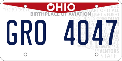 OH license plate GRO4047