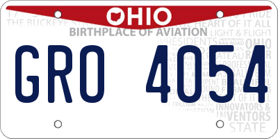 OH license plate GRO4054