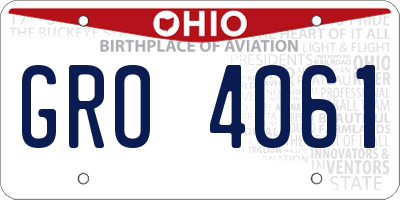 OH license plate GRO4061
