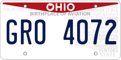OH license plate GRO4072
