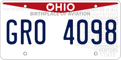 OH license plate GRO4098