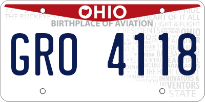 OH license plate GRO4118