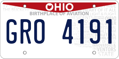 OH license plate GRO4191