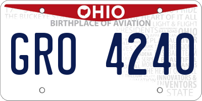OH license plate GRO4240